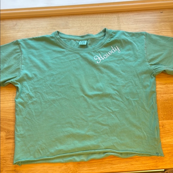 Daybreak Teal Cropped Tee With Howdy Embroidery - Picture 2 of 6